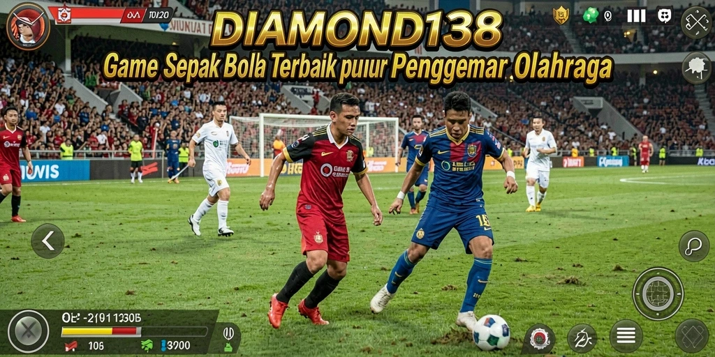 Tampilan gameplay seru dalam DIAMOND138 dengan tim sepak bola.