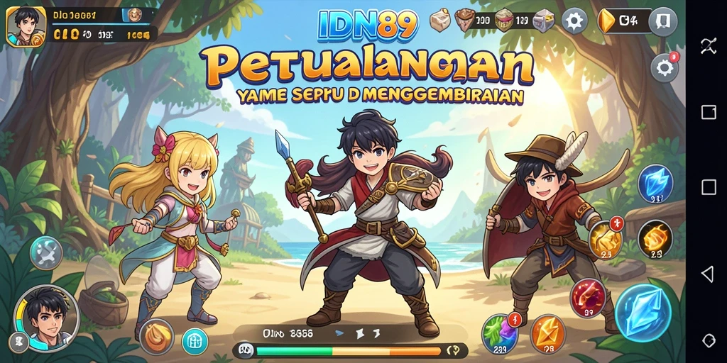 Screenshot menampilkan adu strategi dalam dunia Anime yang penuh warna.