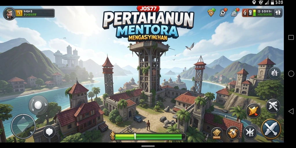 Screenshot gameplay JOS77 menampilkan pertarungan Tower Defense yang seru.