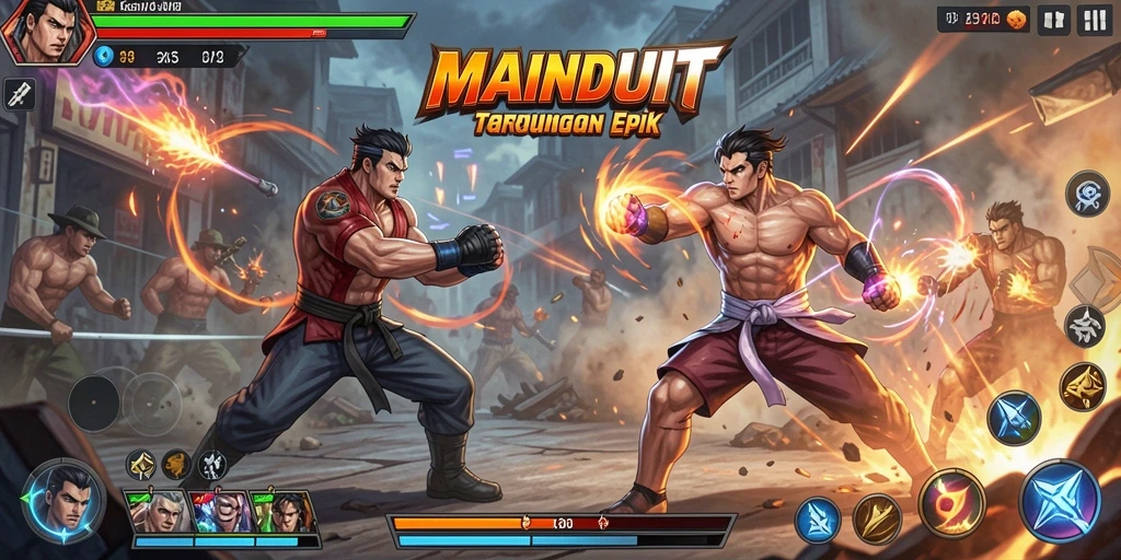 Tampilan gameplay seru dalam pertandingan Fighting MAINDUIT.