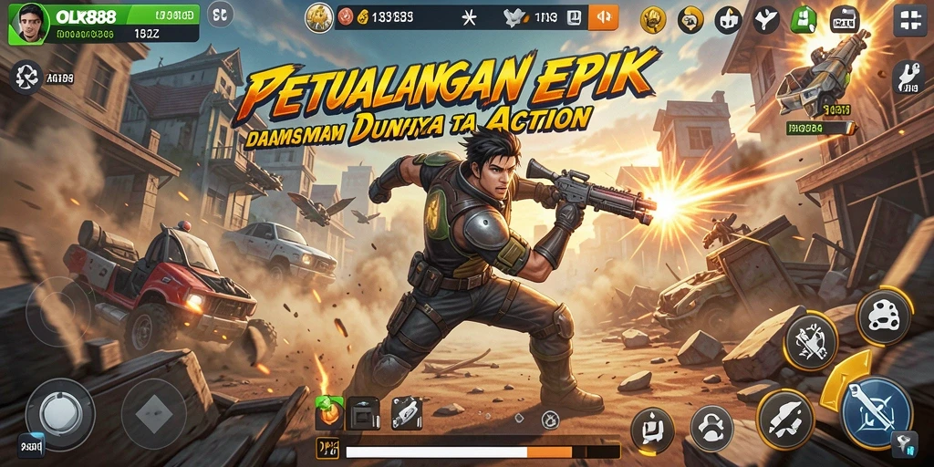 Tampilan gameplay seru dari OLX888 yang penuh aksi.