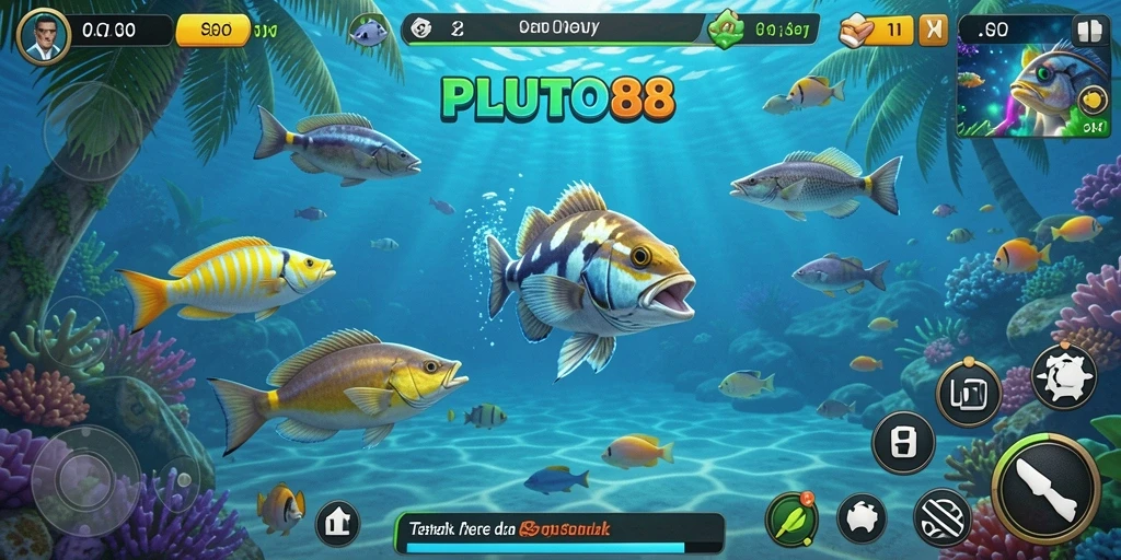 Gameplay seru PLUTO88 dengan menembak ikan beragam.