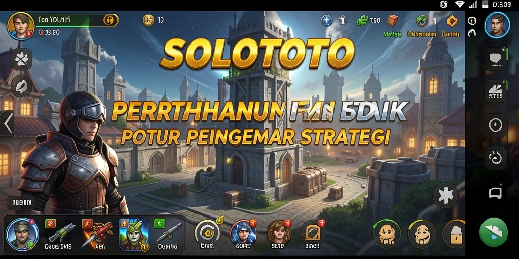 Screenshot gameplay SOLOTOTO menampilkan pertarungan menara yang seru dan grafis menarik.