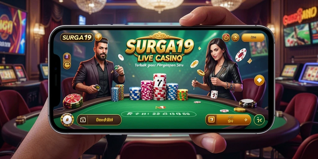 Tampilan antarmuka game Live Casino yang menarik dan interaktif di SURGA19.