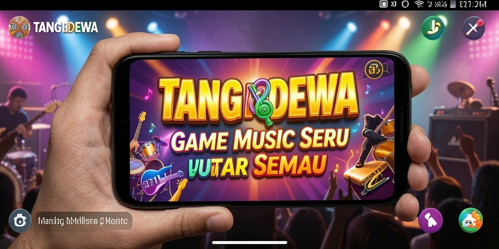 Tampilan gameplay seru di TANGANDEWA dengan berbagai lagu menarik.