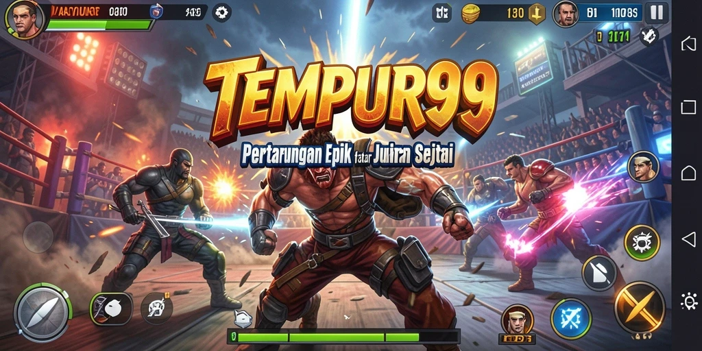 Gambaran gameplay TEMPUR99 yang mendebarkan dan penuh aksi pertarungan.
