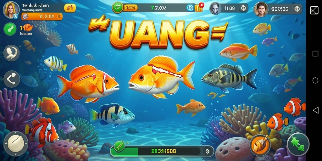 Tangkapan layar gameplay UANG yang menunjukkan aksi Tembak Ikan yang seru.